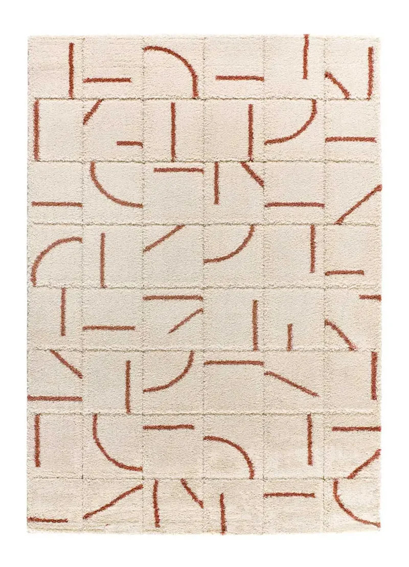 Alfombra shaggy con relieve Brenda 8832 Blanco