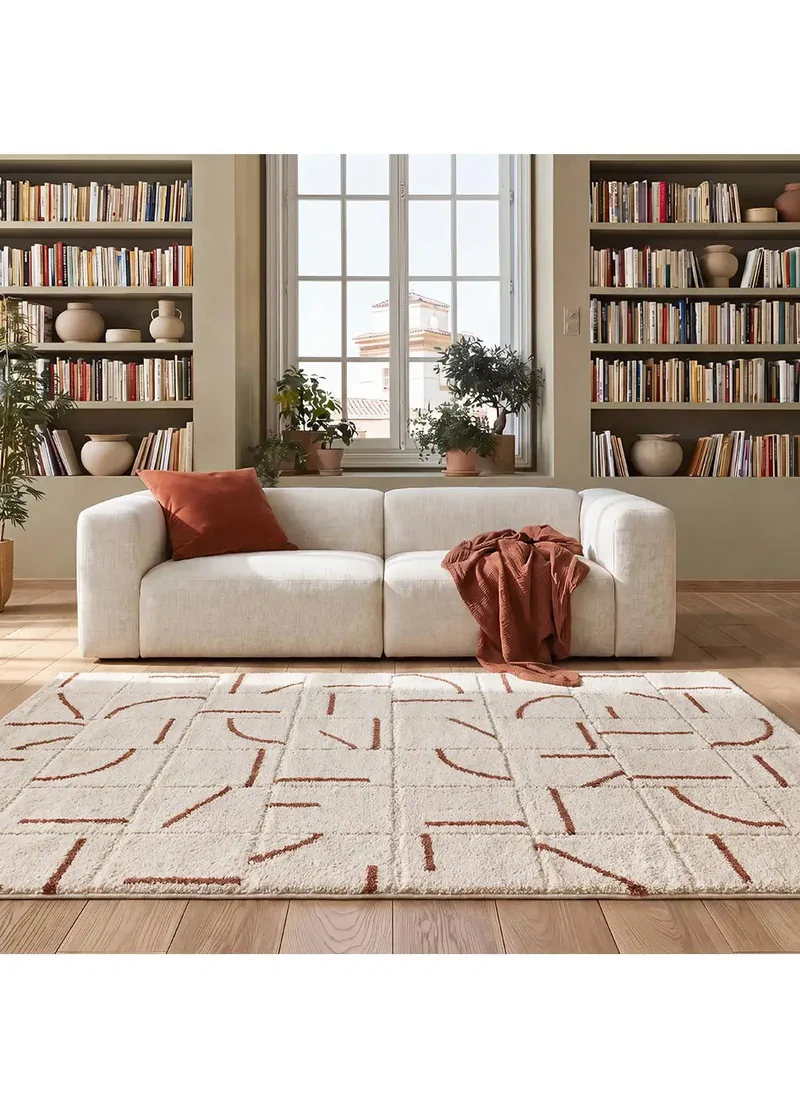 Alfombra shaggy con relieve Brenda 8832 Blanco