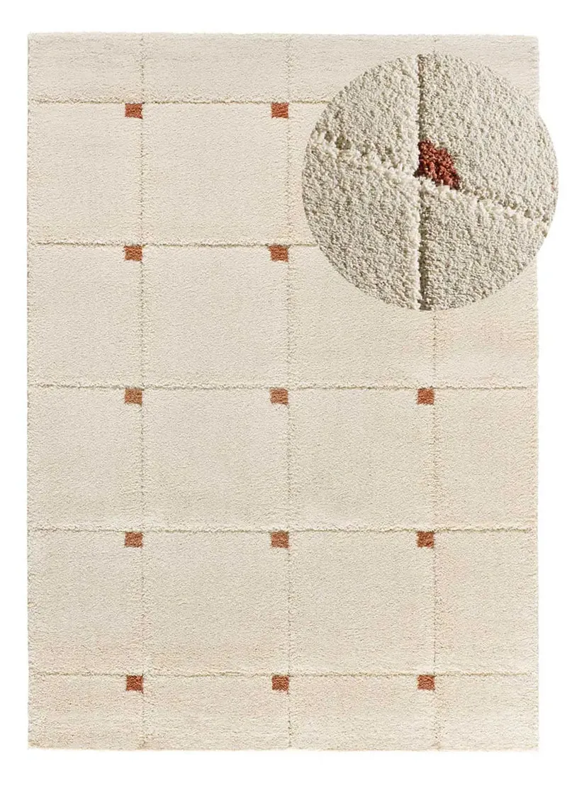 Alfombra shaggy con relieve Brenda 8830 Blanco