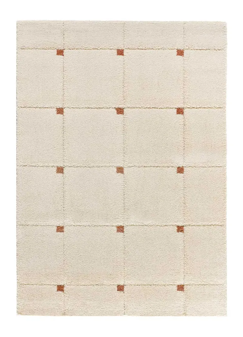 Alfombra shaggy con relieve Brenda 8830 Blanco