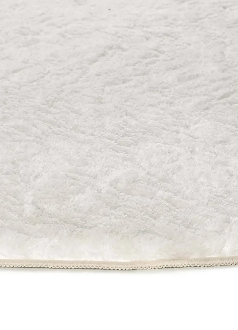 Alfombra redonda shaggy antideslizante Roma Liso Blanco