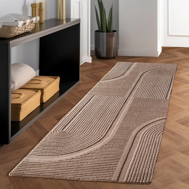 Carpettex Boho Kurzflor Teppich 3D Effekt Waschbar Skandi Weich