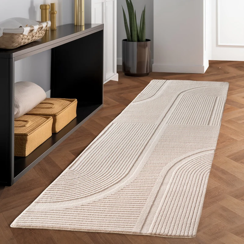 Carpettex Boho Kurzflor Teppich 3D Effekt Waschbar Skandi Weich