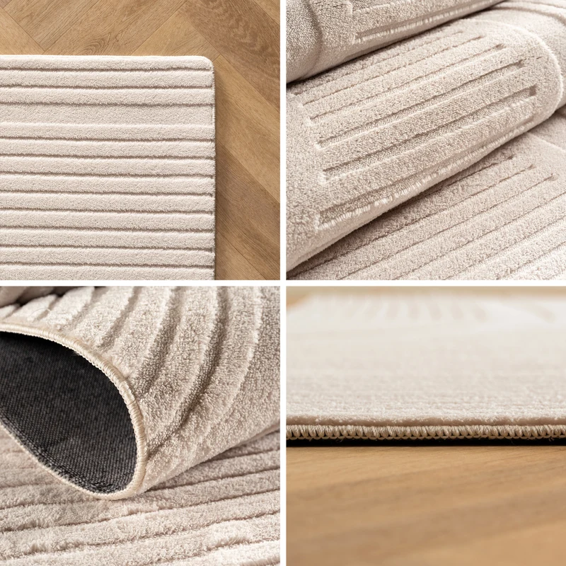 Carpettex Boho Kurzflor Teppich 3D Effekt Waschbar Skandi Weich