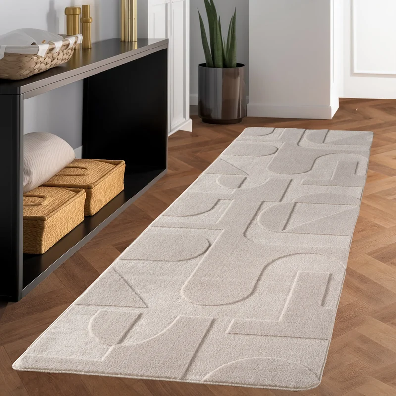 Carpettex Boho Kurzflor Teppich 3D Effekt Waschbar Skandi Weich
