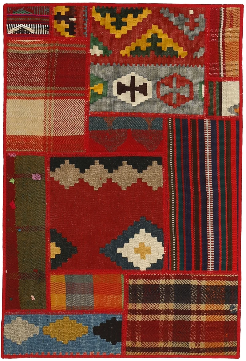 MY-RUG Teppich "Modern Patchwork " Geometrische Muster, Handgeknüpft