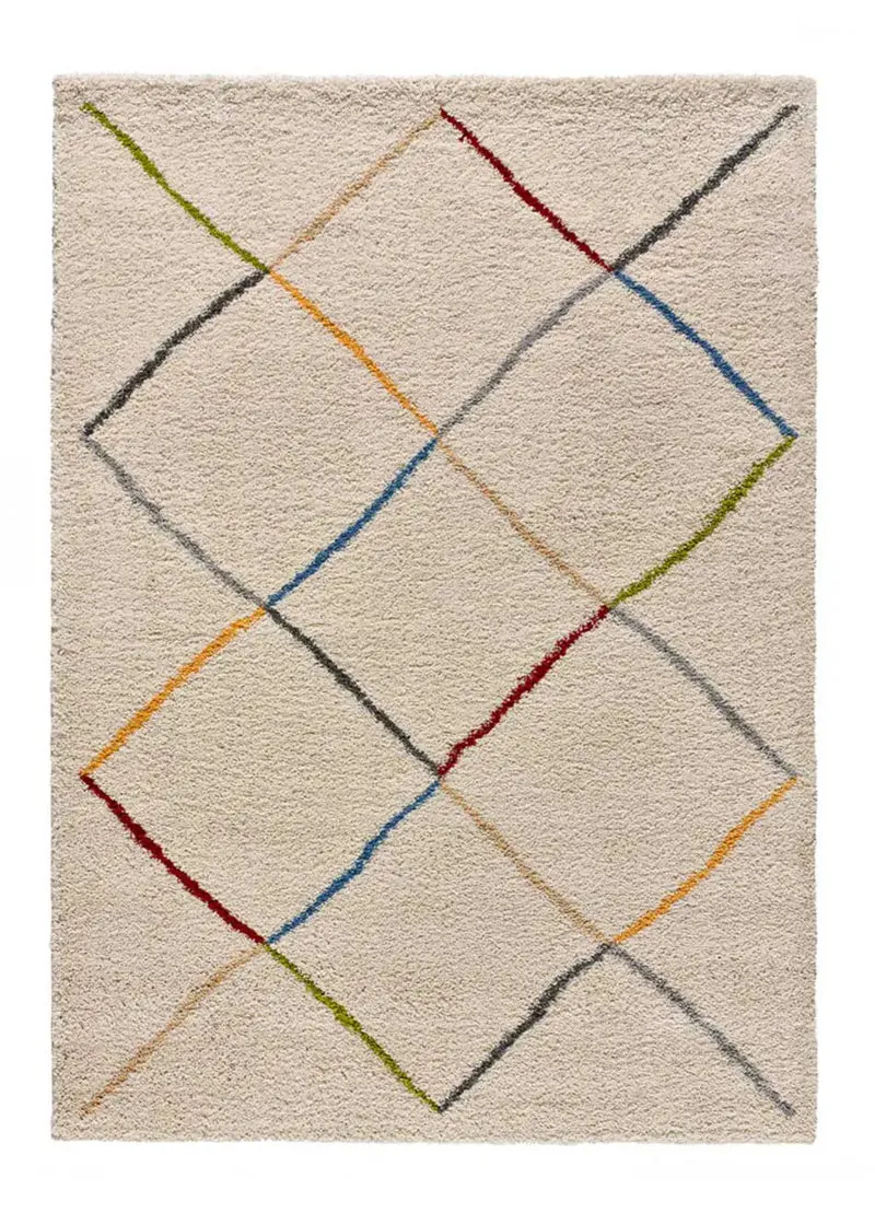 Alfombra shaggy de Estilo escandinavo Kasbah 8600 Blanco