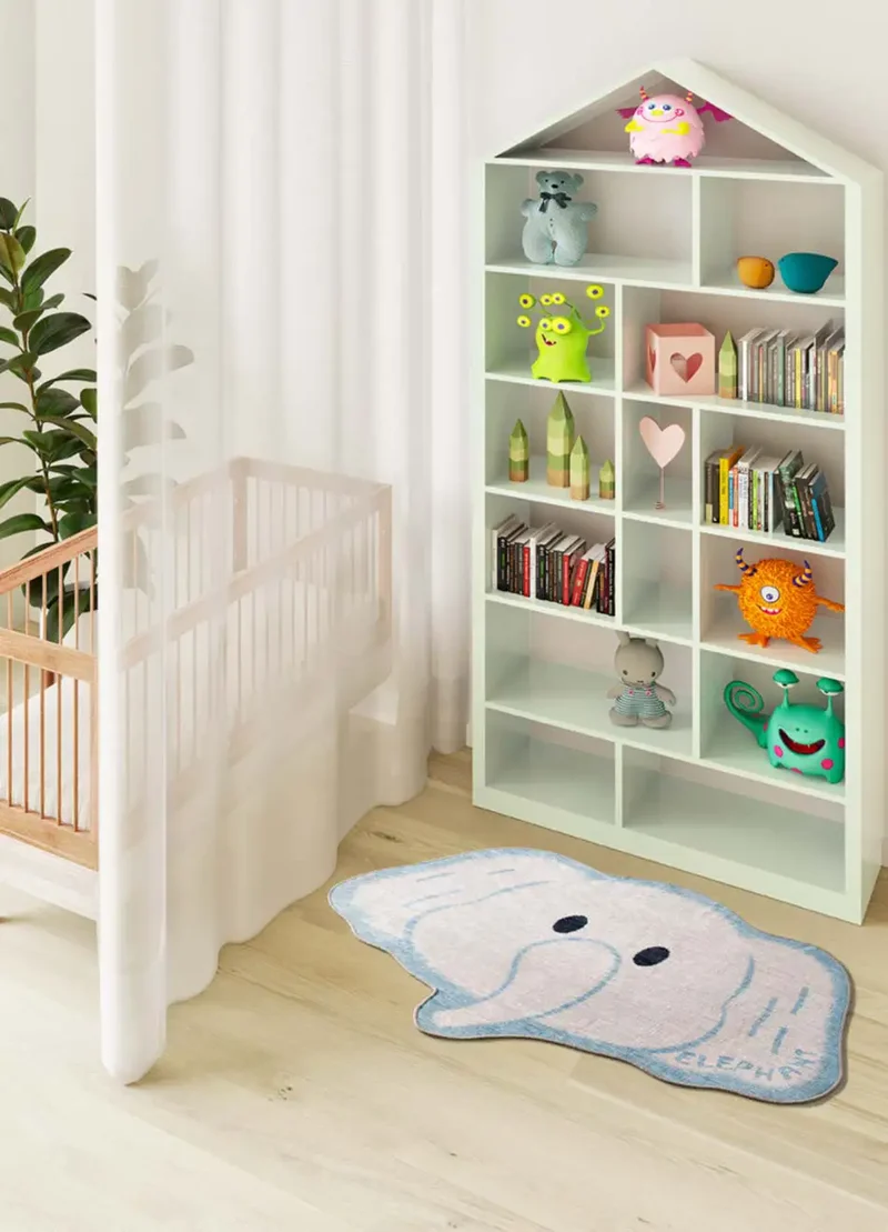 Alfombra infantil lavable elefante Candy 22036 blanco