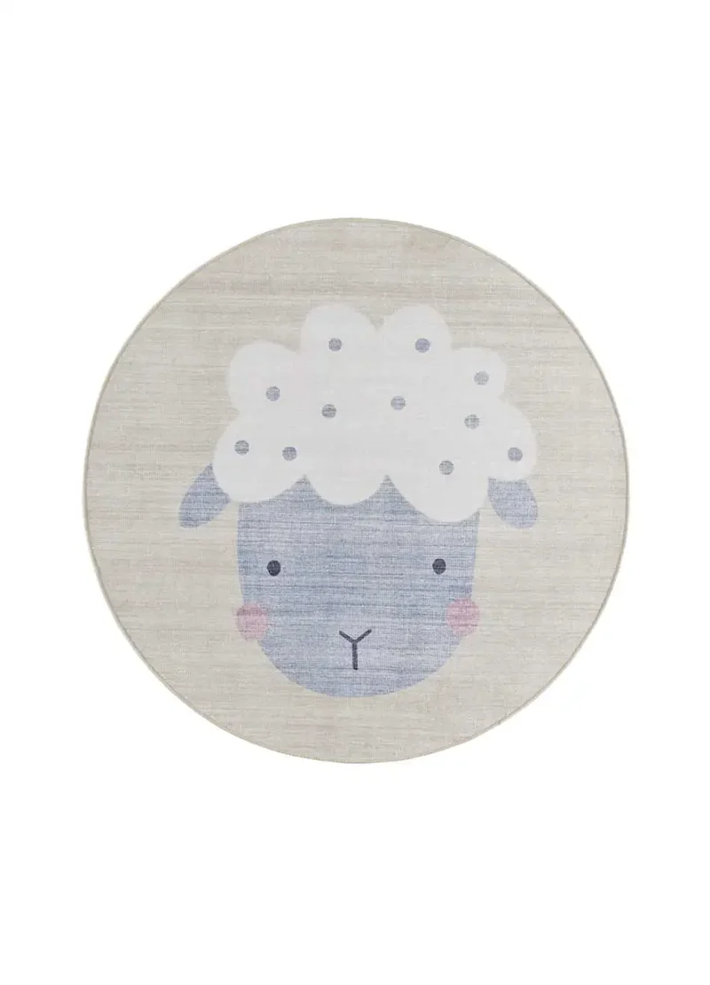 Alfombra infantil lavable redonda oveja Candy 24063 crema