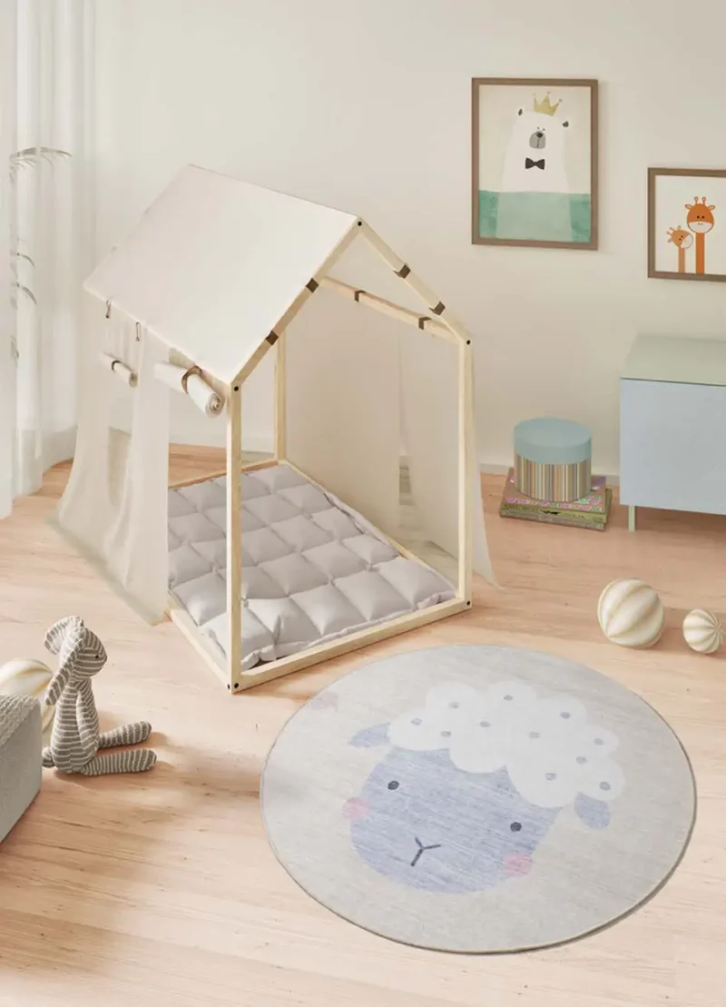 Alfombra infantil lavable redonda oveja Candy 24063 crema