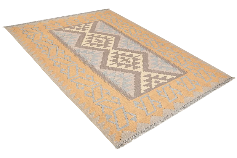 Kelim Gashgai · Handgewebt – Grau, 182x125 cm