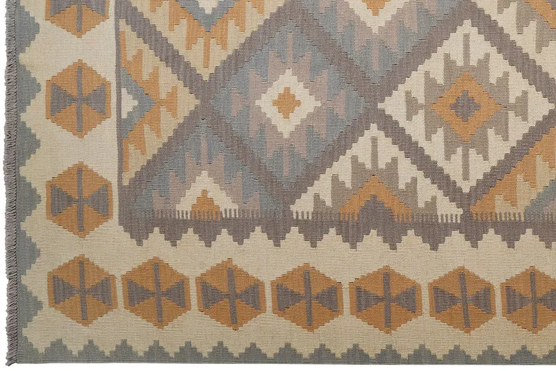 Kelim Gashgai · Handgewebt – Grau, 302x196 cm