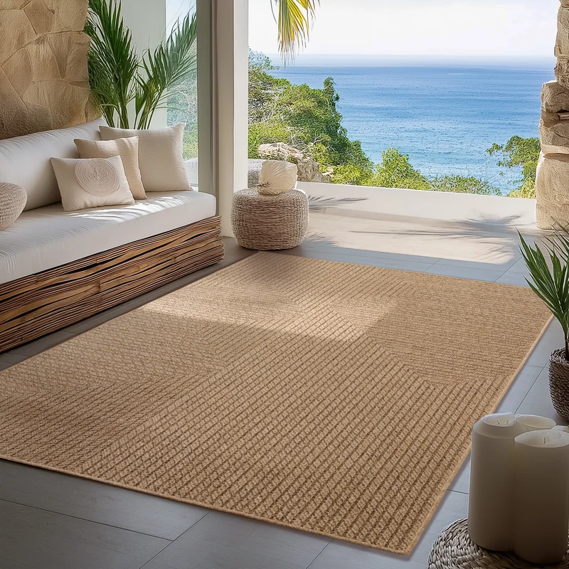 Carpettex Outdoor Teppich Skandi Wetterfest Waschbar Natur Optik
