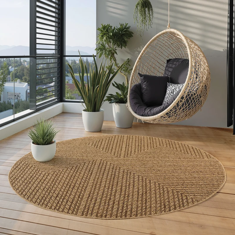 Carpettex Outdoor Teppich Skandi Wetterfest Waschbar Natur Optik