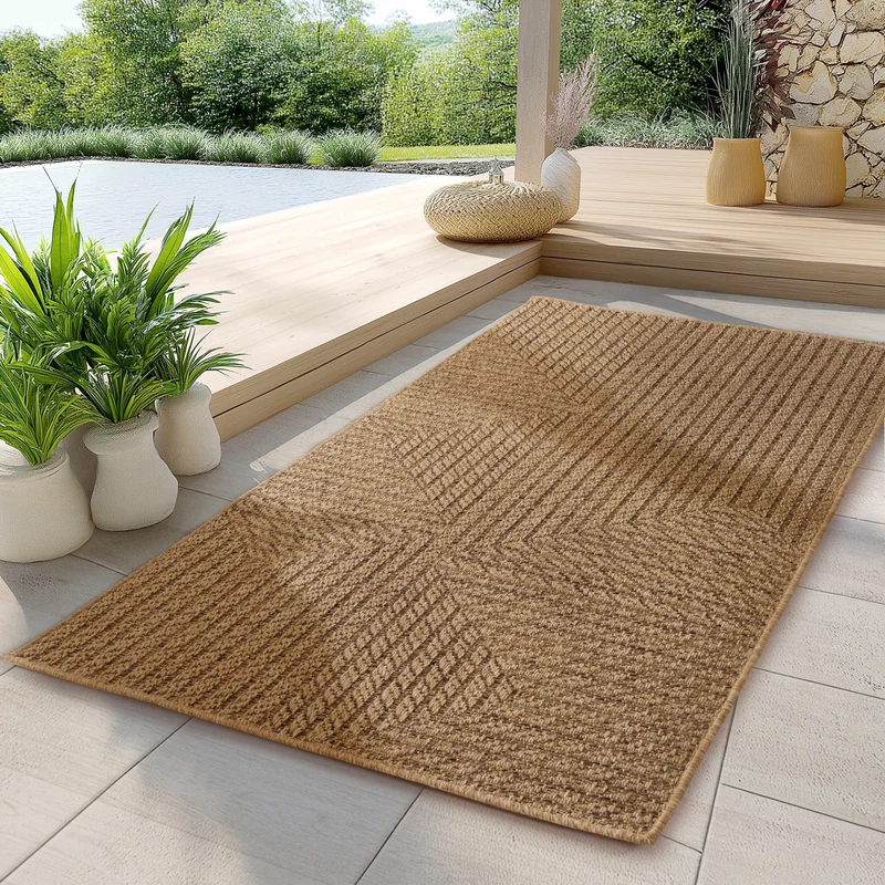 Carpettex Outdoor Teppich Skandi Wetterfest Waschbar Natur Optik