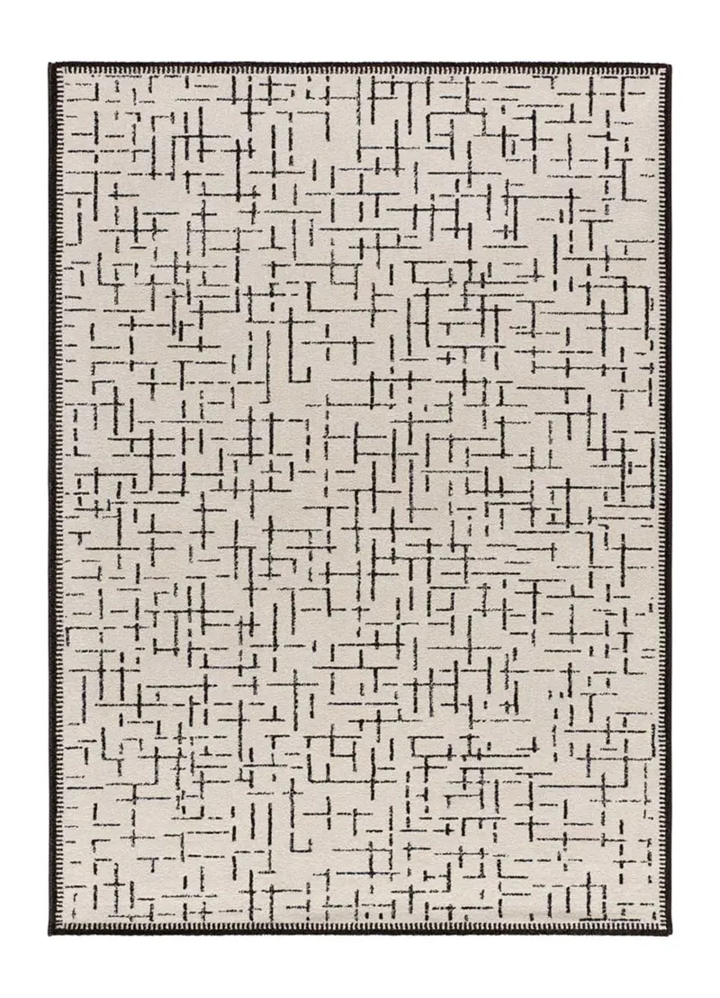Alfombra geométrica blanco y negro Retro 12888
