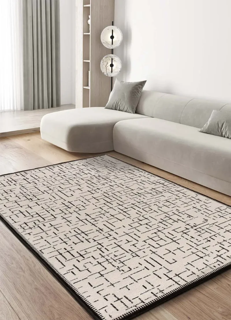 Alfombra geométrica blanco y negro Retro 12888