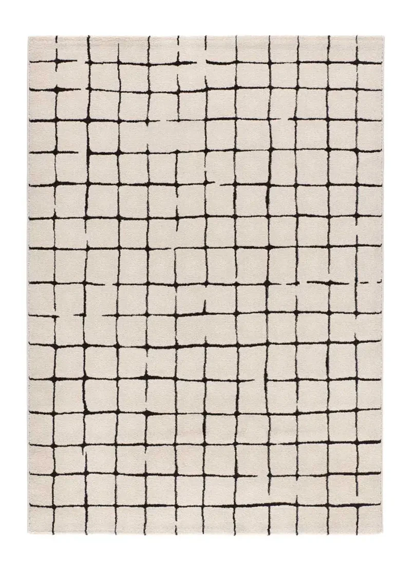 Alfombra geométrica blanco y negro Retro 12898