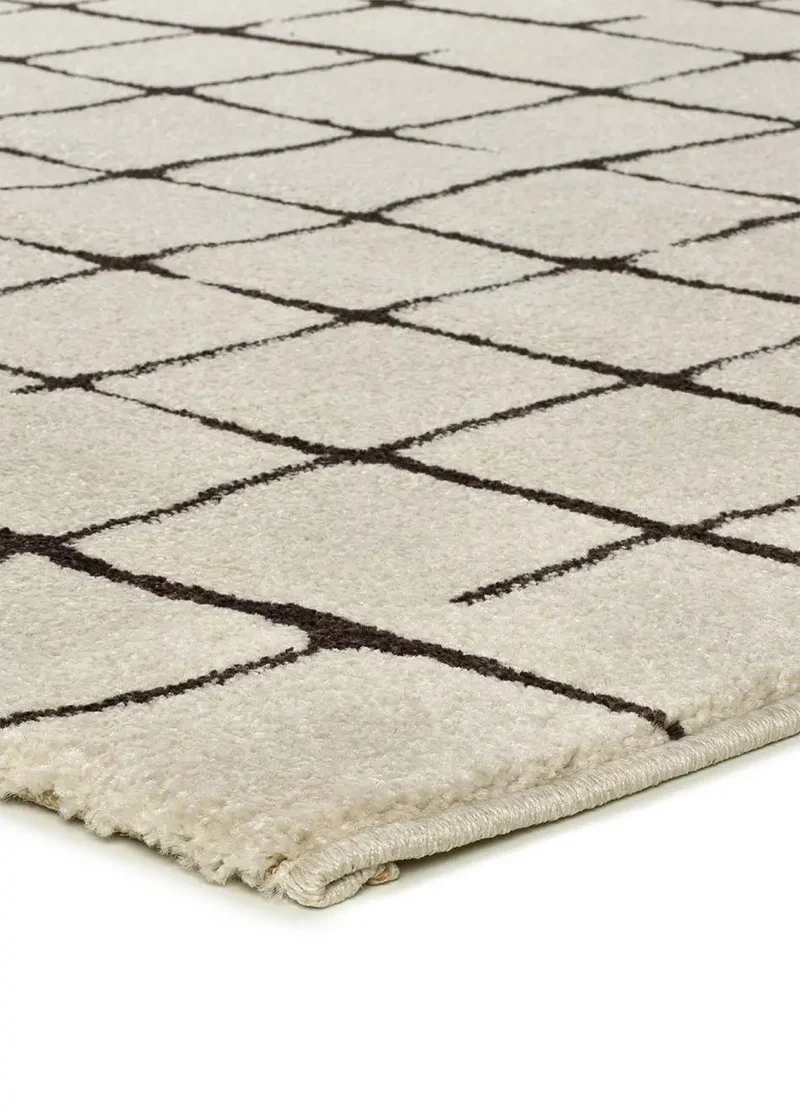 Alfombra geométrica blanco y negro Retro 12898