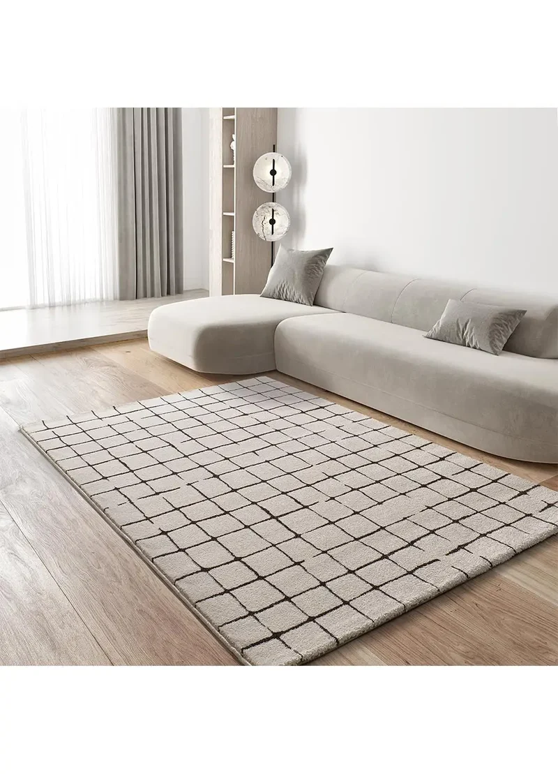 Alfombra geométrica blanco y negro Retro 12898