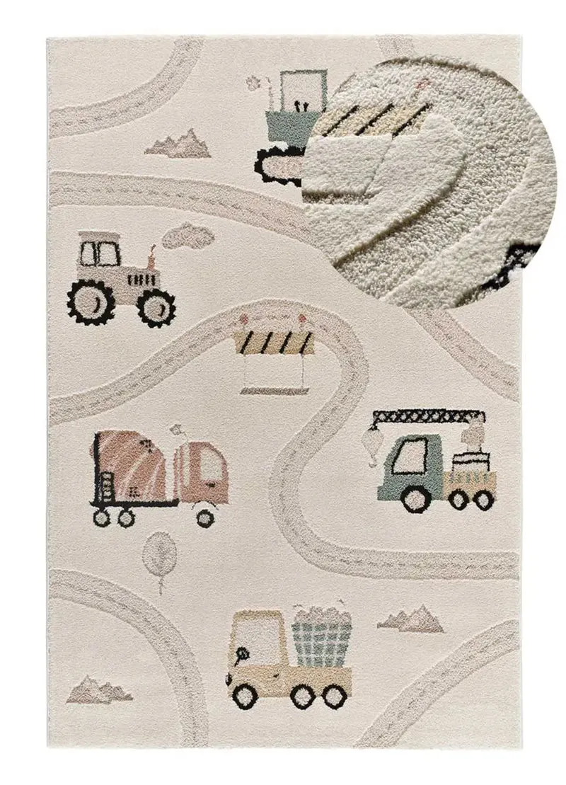 Alfombra infantil carreteras y tractores Clown 2346 multicolor