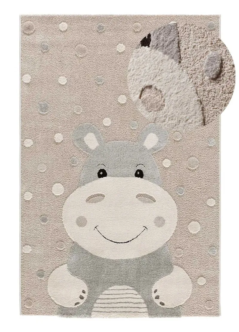 Alfombra infantil hipopótamo Clown 2345 color piedra