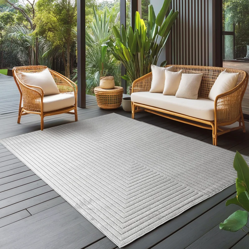 Carpettex Kurzflor Teppich 3D Hoch-Tief Skandi Boho Indoor Outdoor