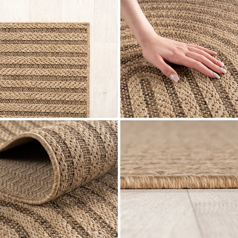 Carpettex Outdoor Teppich Skandi Boho Wetterfest Waschbar Natur Optik