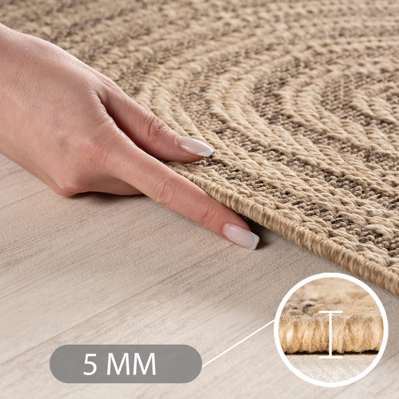 Carpettex Outdoor Teppich Skandi Boho Wetterfest Waschbar Natur Optik