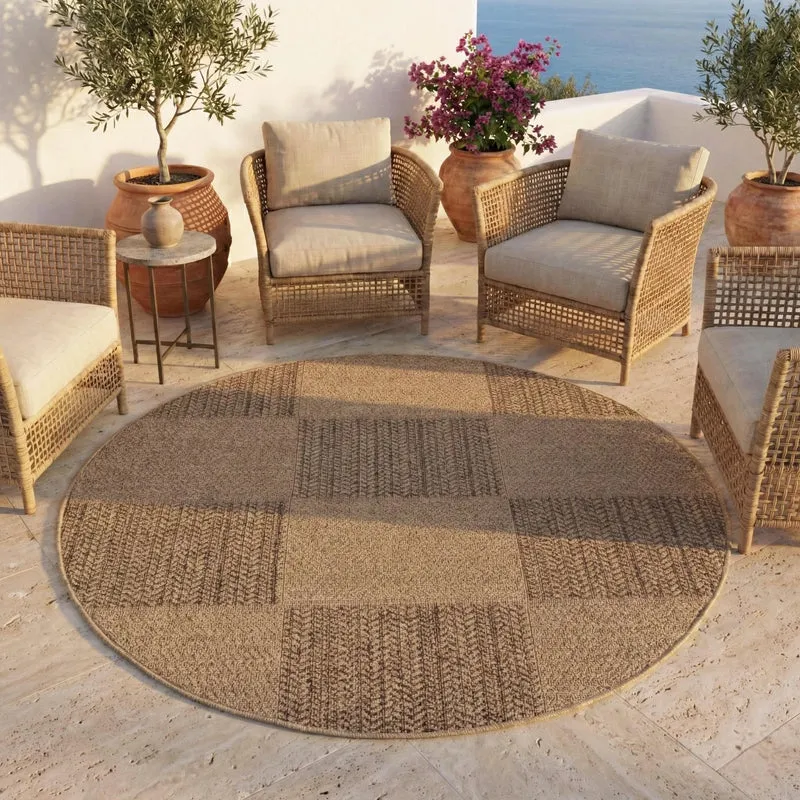 Carpettex Outdoor Teppich Karo Wetterfest Waschbar Natur Optik