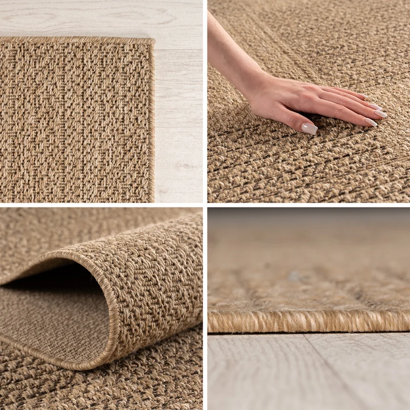Carpettex Outdoor Teppich Karo Wetterfest Waschbar Natur Optik