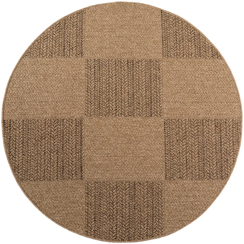 Carpettex Outdoor Teppich Karo Wetterfest Waschbar Natur Optik