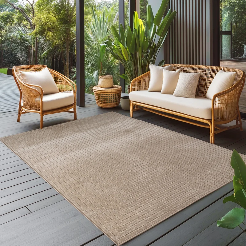 Carpettex Kurzflor Teppich 3D Hoch-Tief Skandi Boho Indoor Outdoor