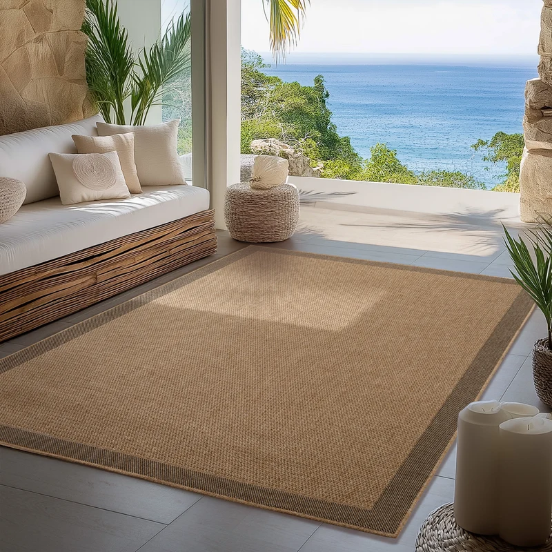 Carpettex Outdoor Teppich Bordüre Wetterfest Waschbar Natur Optik