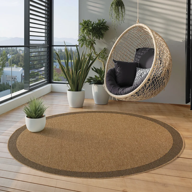 Carpettex Outdoor Teppich Bordüre Wetterfest Waschbar Natur Optik