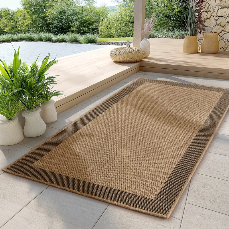 Carpettex Outdoor Teppich Bordüre Wetterfest Waschbar Natur Optik
