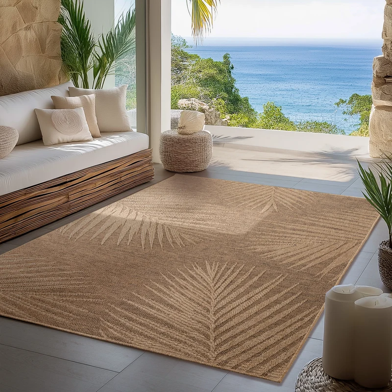 Carpettex Outdoor Teppich Palmen Wetterfest Waschbar Natur Optik