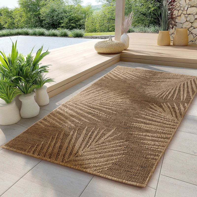 Carpettex Outdoor Teppich Palmen Wetterfest Waschbar Natur Optik