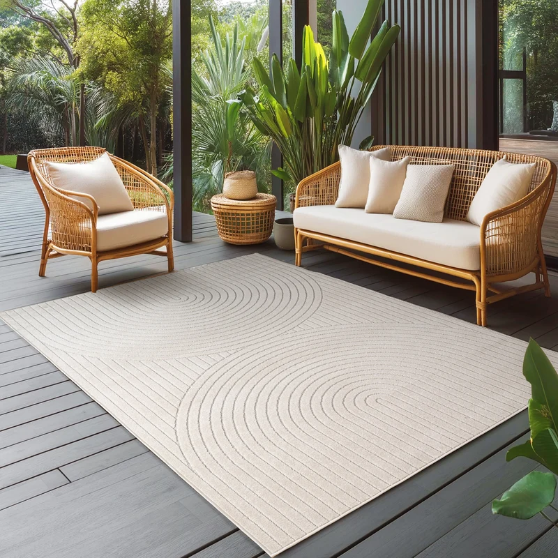 Carpettex Kurzflor Teppich 3D Hoch-Tief Skandi Boho Indoor Outdoor