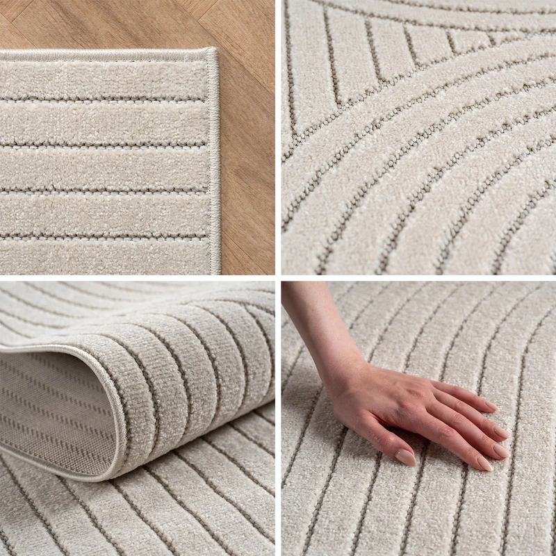 Carpettex Kurzflor Teppich 3D Hoch-Tief Skandi Boho Indoor Outdoor