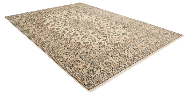 MY-RUG Teppich "Keshan Fine" Zentrales Medaillon auf hellem Hintergrund, Handgeknüpft