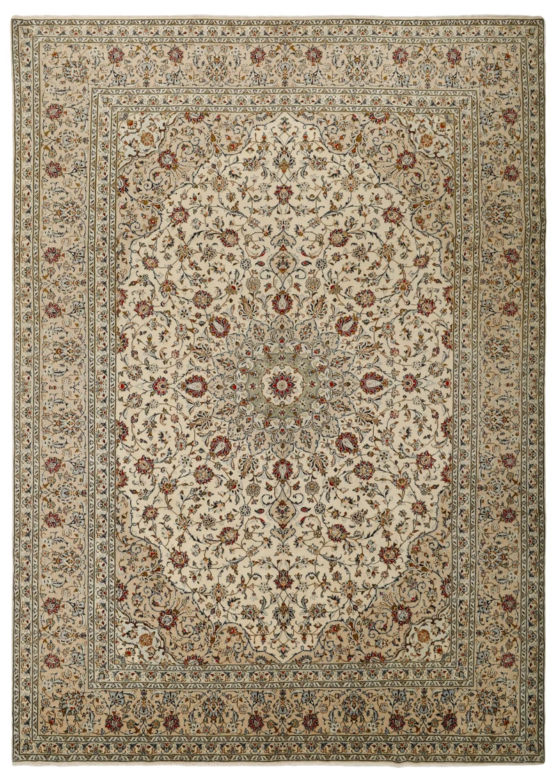 MY-RUG Teppich "Keshan Fine" Zentrales Medaillon auf hellem Hintergrund, Handgeknüpft