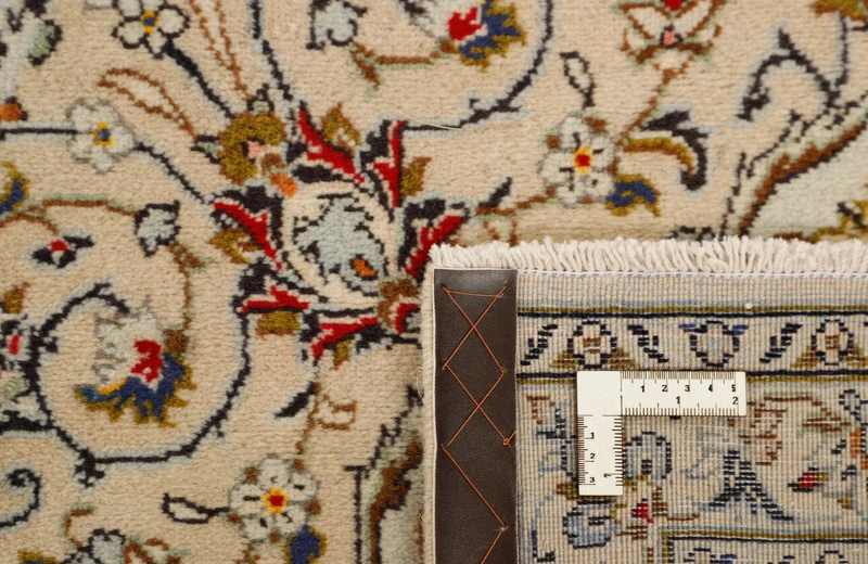 MY-RUG Teppich "Keshan Fine" Zentrales Medaillon auf hellem Hintergrund, Handgeknüpft