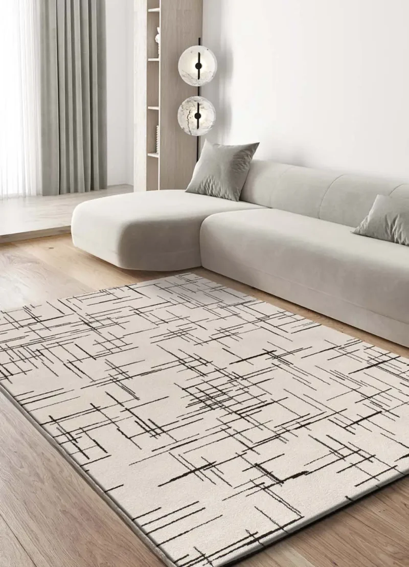 Alfombra geométrica blanco y negro Retro 12890