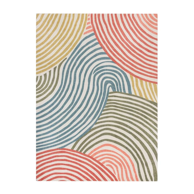 Waschbarer Teppich - Fabio Swirl Bunt