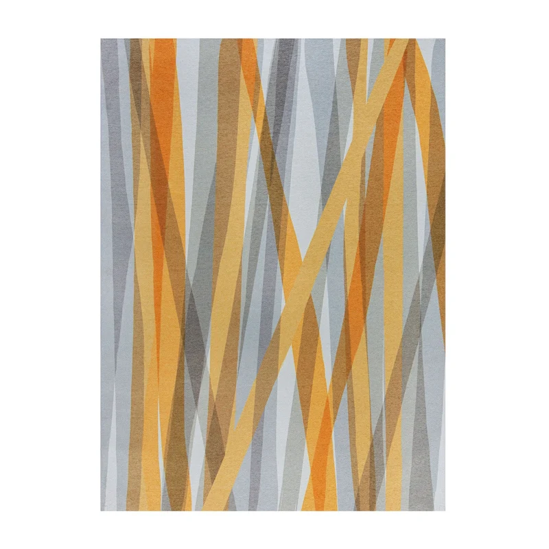 Waschbarer Teppich - Fabio Stripe Grau Gelb