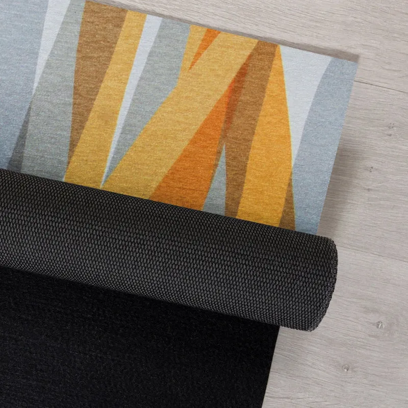 Waschbarer Teppich - Fabio Stripe Grau Gelb