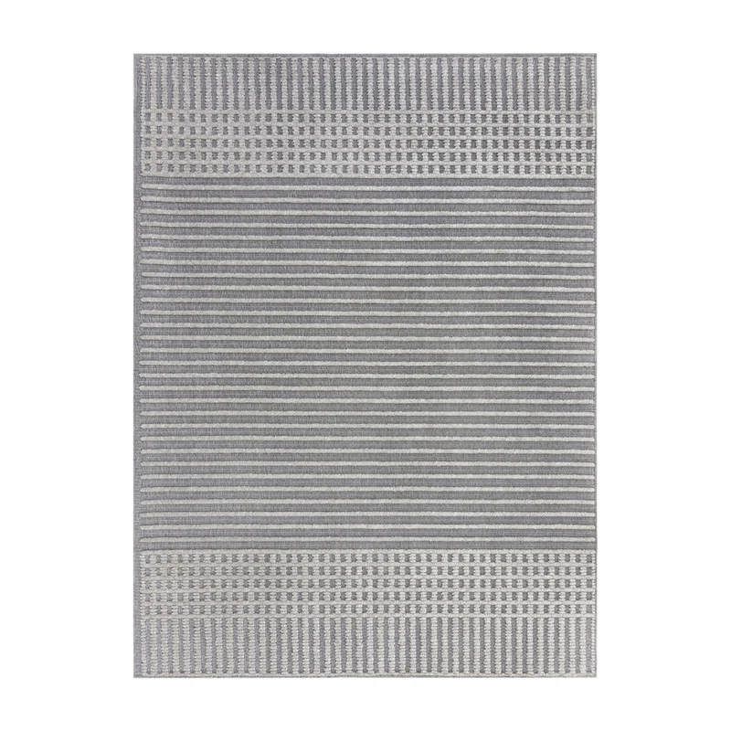 Waschbarer Teppich - Elto Stripe Grau
