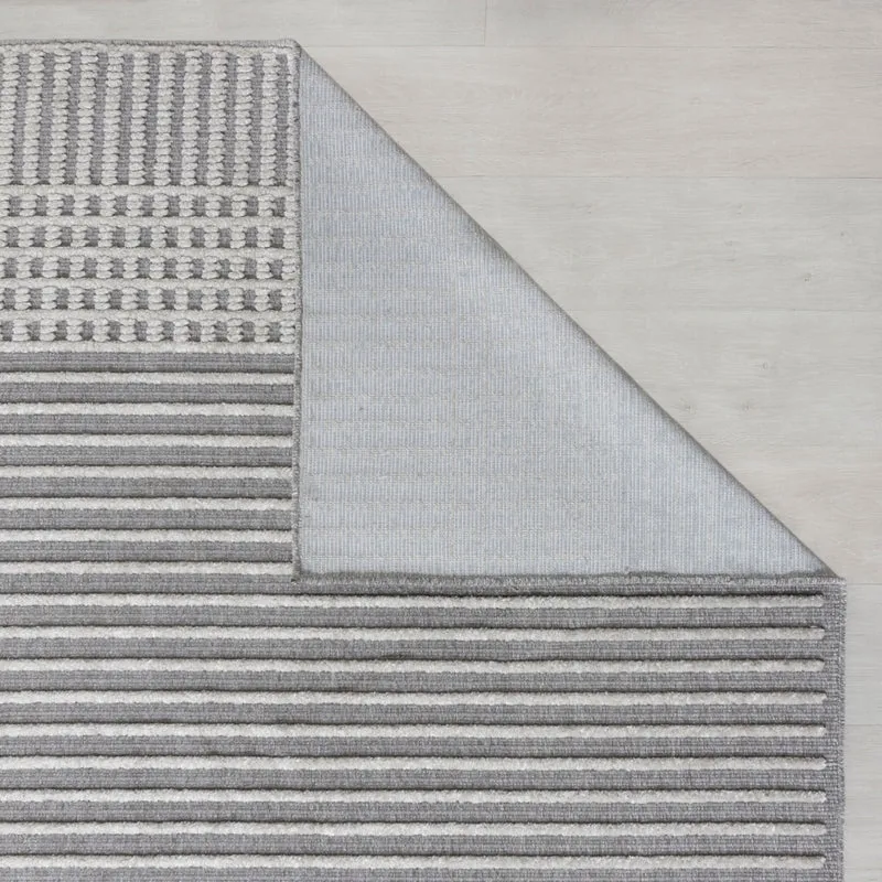 Waschbarer Teppich - Elto Stripe Grau