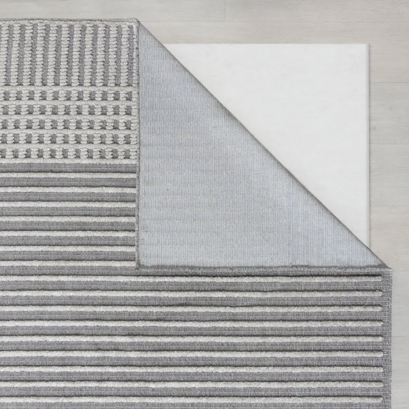 Waschbarer Teppich - Elto Stripe Grau